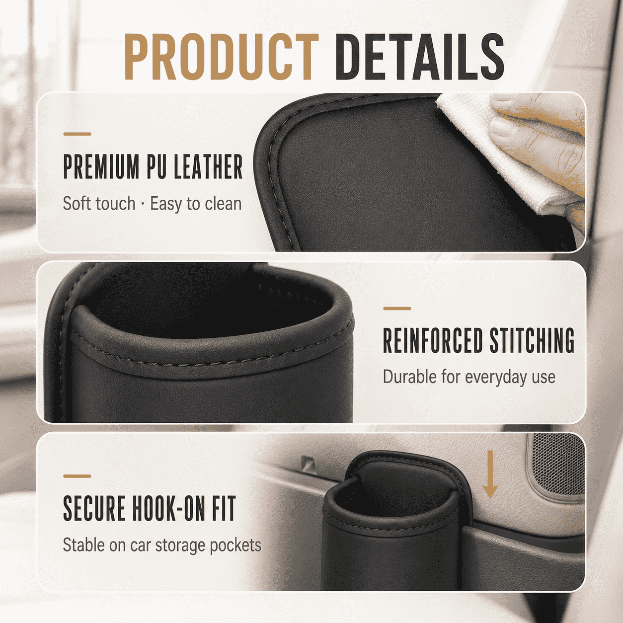Car Cup Holder Storage Pouch — Stores Drinks, Bottles, Umbrellas & Essentials