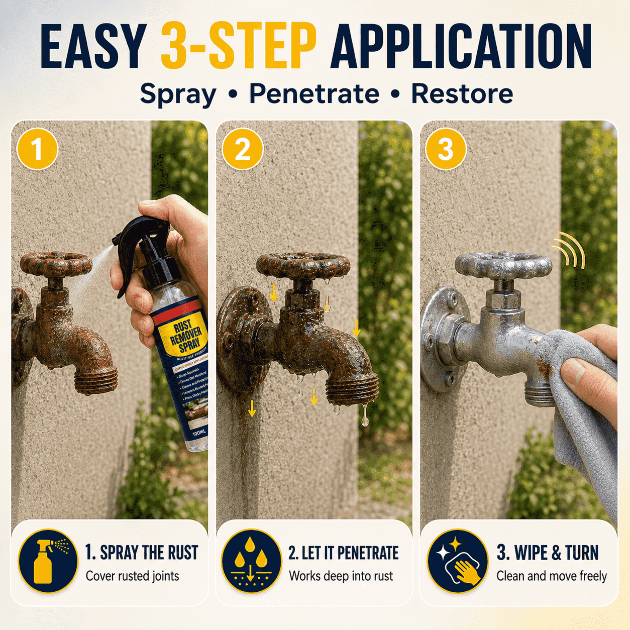 3-in-1 Rust Remover, Lubricant & Protective Spray + Free Towel
