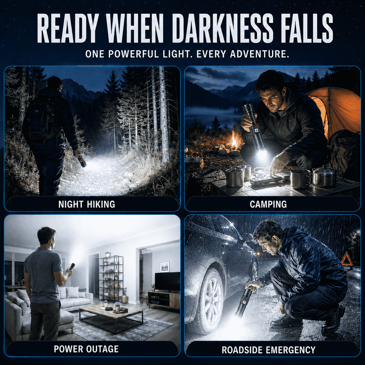 Ultra-Bright High-Power White Laser Flashlight — Zoom Beam, Fast Charging & Long Battery for Outdoor & Emergency Use