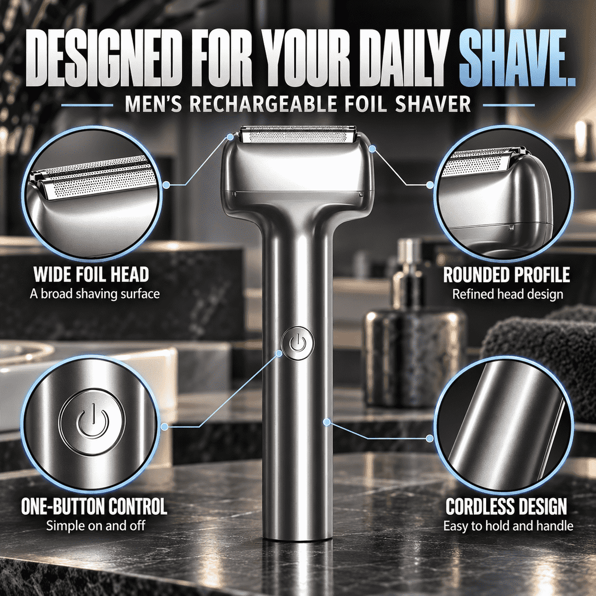 Men's Rechargeable Foil Electric Shaver – Efficient Close Shaving, Cordless Portable Wet & Dry Beard Razor for Daily Grooming ✨