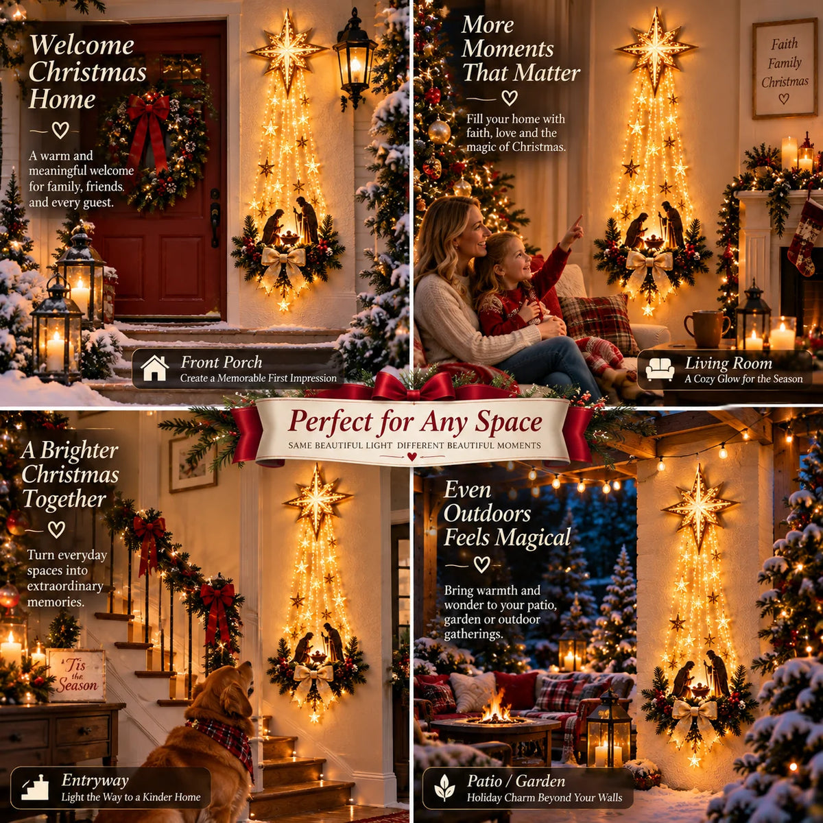 Glowing Angel & Nativity Wall Decor