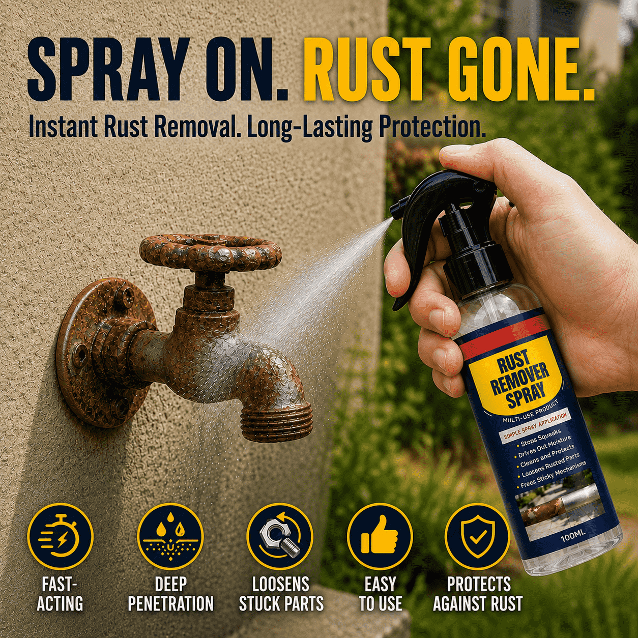 3-in-1 Rust Remover, Lubricant & Protective Spray + Free Towel