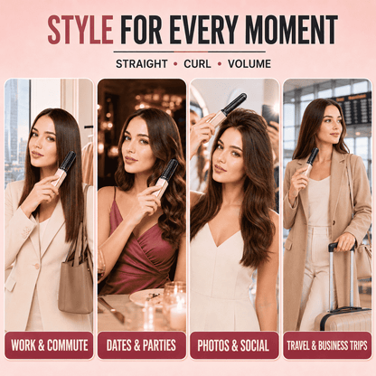 3-in-1 Anti-Scald Hair Styling Brush | Straighten, Curl & Volumize