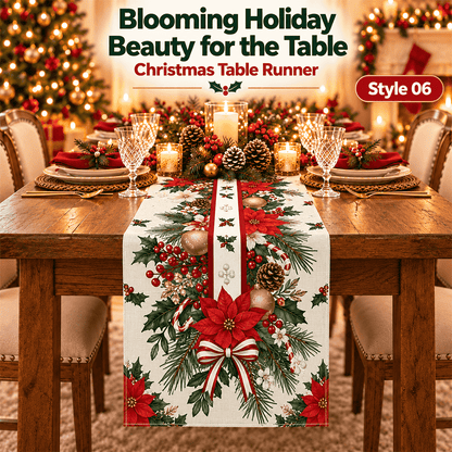 🎄 Festive Christmas Table Runner – Waterproof & Stain-Resistant, Creating a Warm Holiday Table