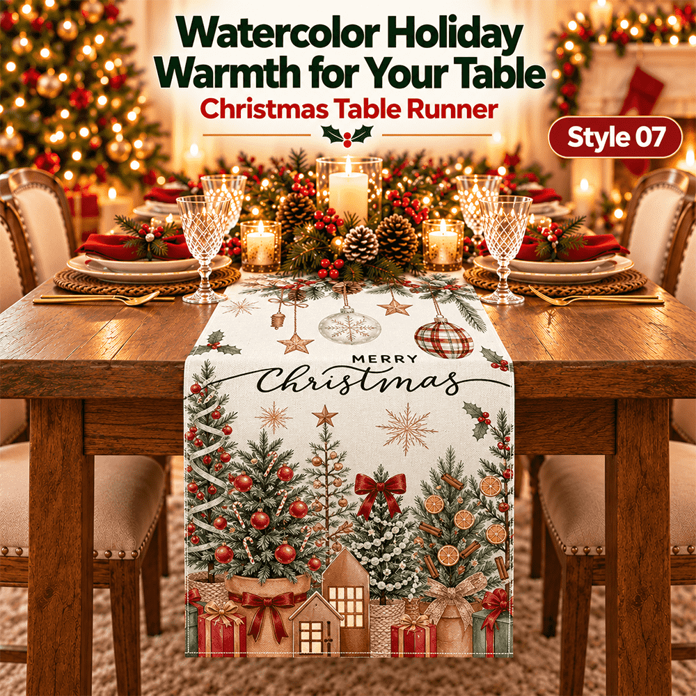 🎄 Festive Christmas Table Runner – Waterproof & Stain-Resistant, Creating a Warm Holiday Table