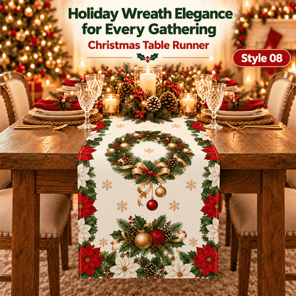 🎄 Festive Christmas Table Runner – Waterproof & Stain-Resistant, Creating a Warm Holiday Table
