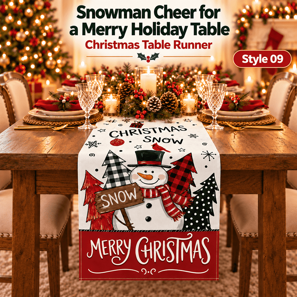 🎄 Festive Christmas Table Runner – Waterproof & Stain-Resistant, Creating a Warm Holiday Table