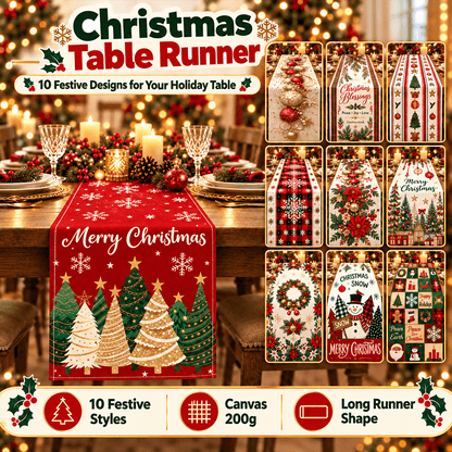 🎄 Festive Christmas Table Runner – Waterproof & Stain-Resistant, Creating a Warm Holiday Table