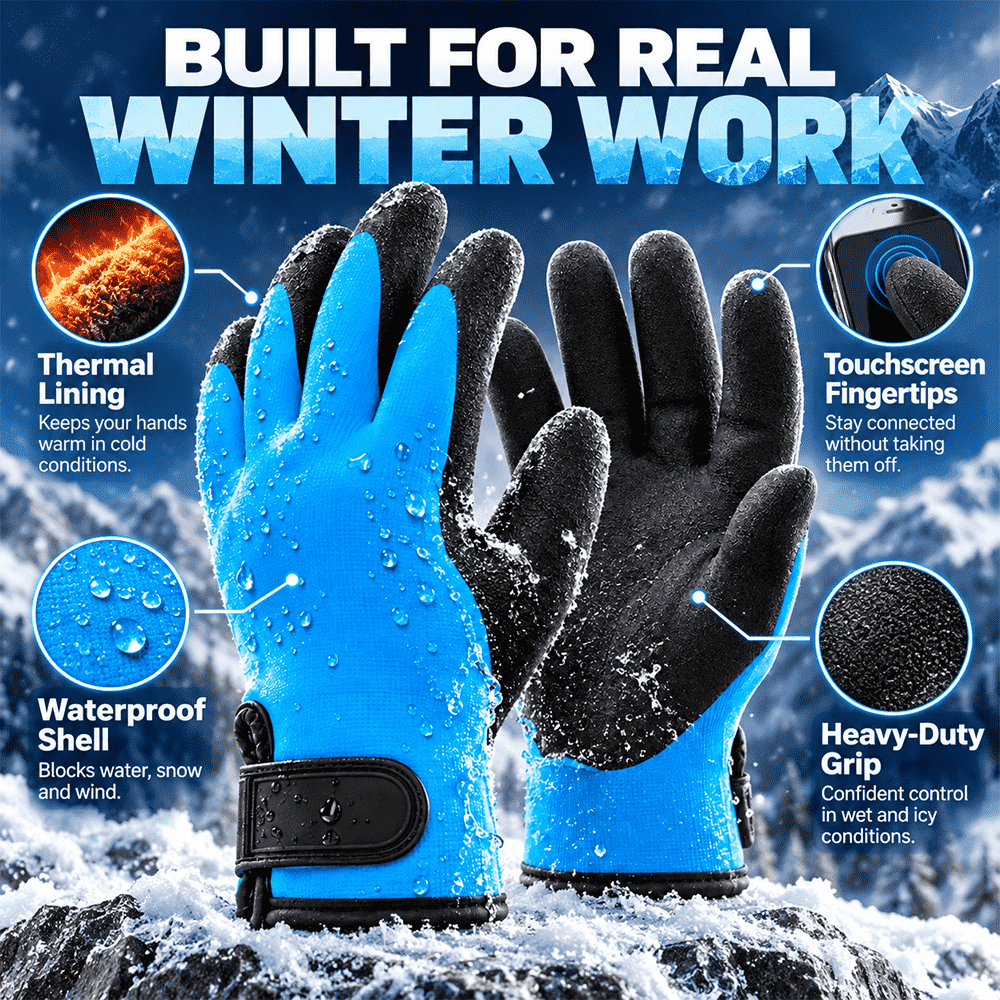 Fleece-Lined Waterproof Winter Gloves – Warm, Dry & Ready for Any Job!