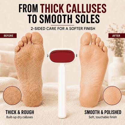 2-in-1 Foot Callus Remover — Red Side Removes Calluses, Silver Side Smooths & Polishes