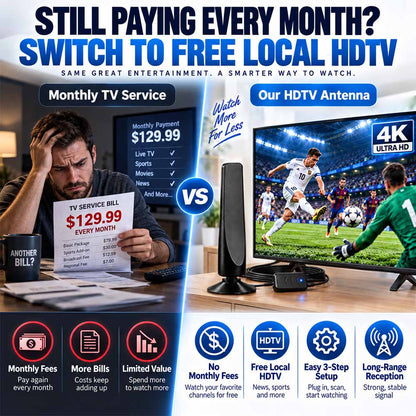 Indoor HD TV Antenna – Free Channels, No Subscription