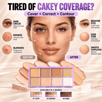 🎨 8-Color Matte Concealer Palette – Waterproof, Full-Coverage for Correction, Contour & Tattoo Cover ✨