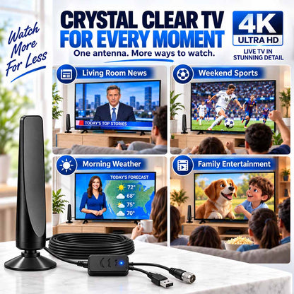 Indoor HD TV Antenna – Free Channels, No Subscription