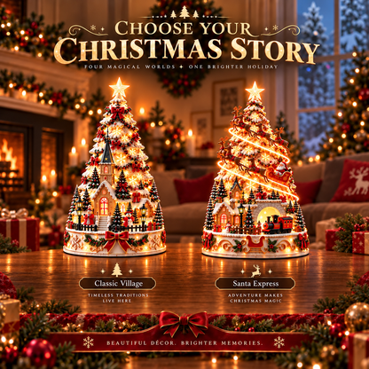 🎄 Magical Christmas Village Projection Centrepiece – 2 Festive Scenes -up