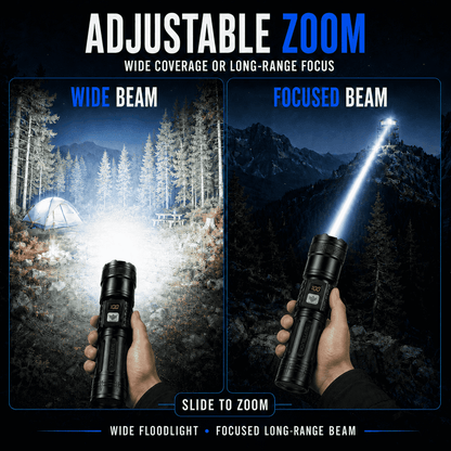 Ultra-Bright High-Power White Laser Flashlight — Zoom Beam, Fast Charging & Long Battery for Outdoor & Emergency Use