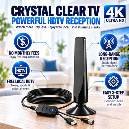 Indoor HD TV Antenna – Free Channels, No Subscription