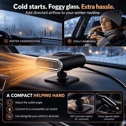 Portable Car Heater – Fast Windshield Defrost & Defog -up