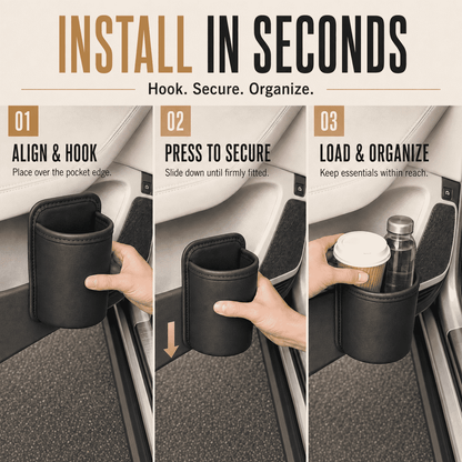Car Cup Holder Storage Pouch — Stores Drinks, Bottles, Umbrellas & Essentials