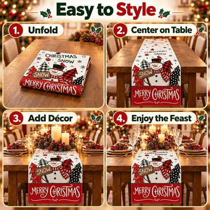 🎄 Festive Christmas Table Runner – Waterproof & Stain-Resistant, Creating a Warm Holiday Table