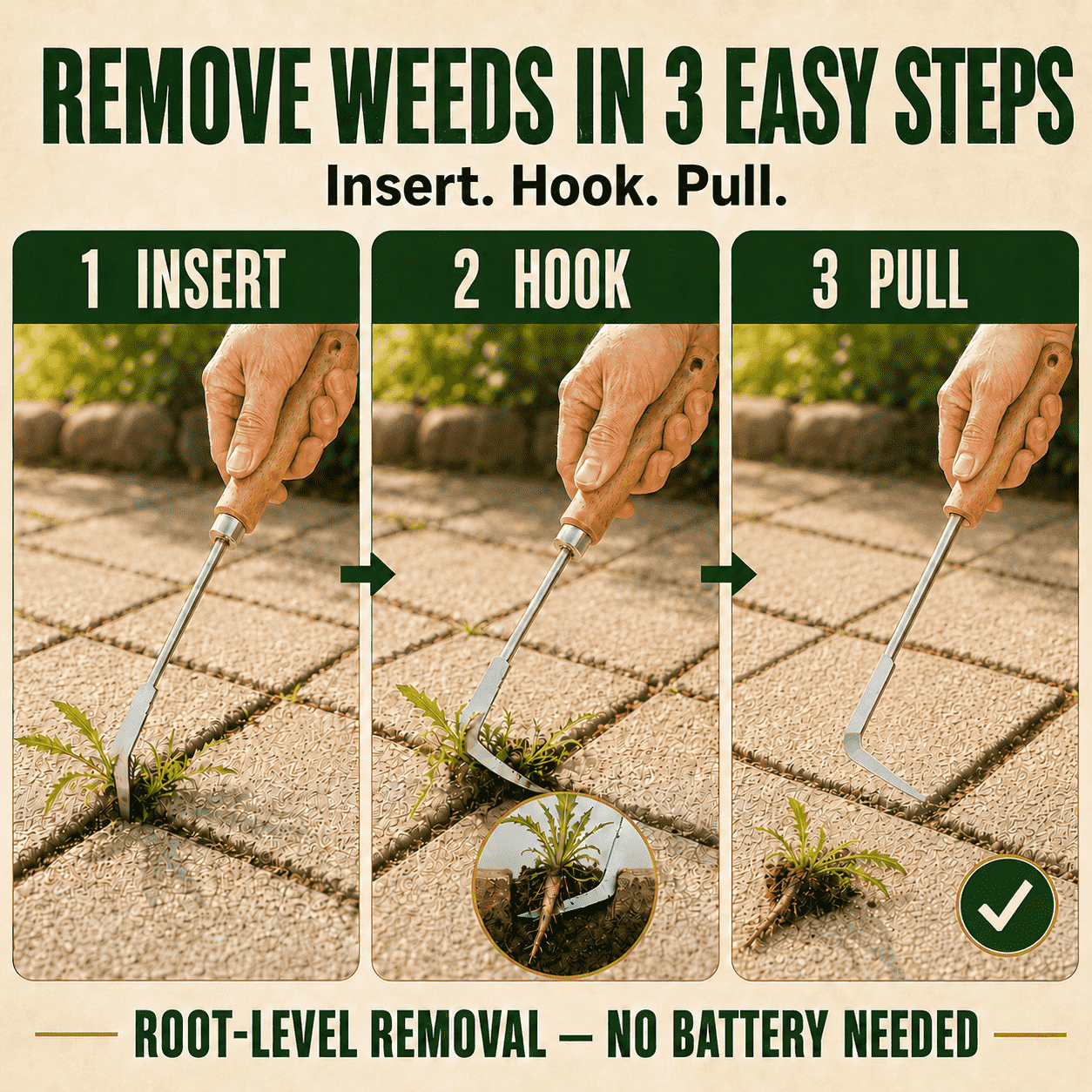Stainless Steel Crevice Weeder — Hook. Pull. Gone. Right from the Root