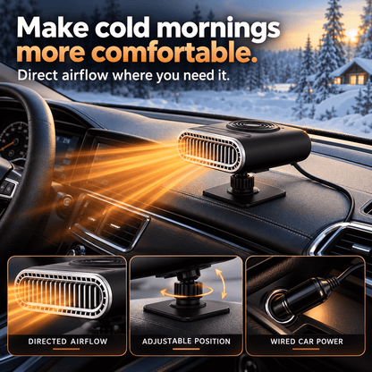 Portable Car Heater – Fast Windshield Defrost & Defog -up