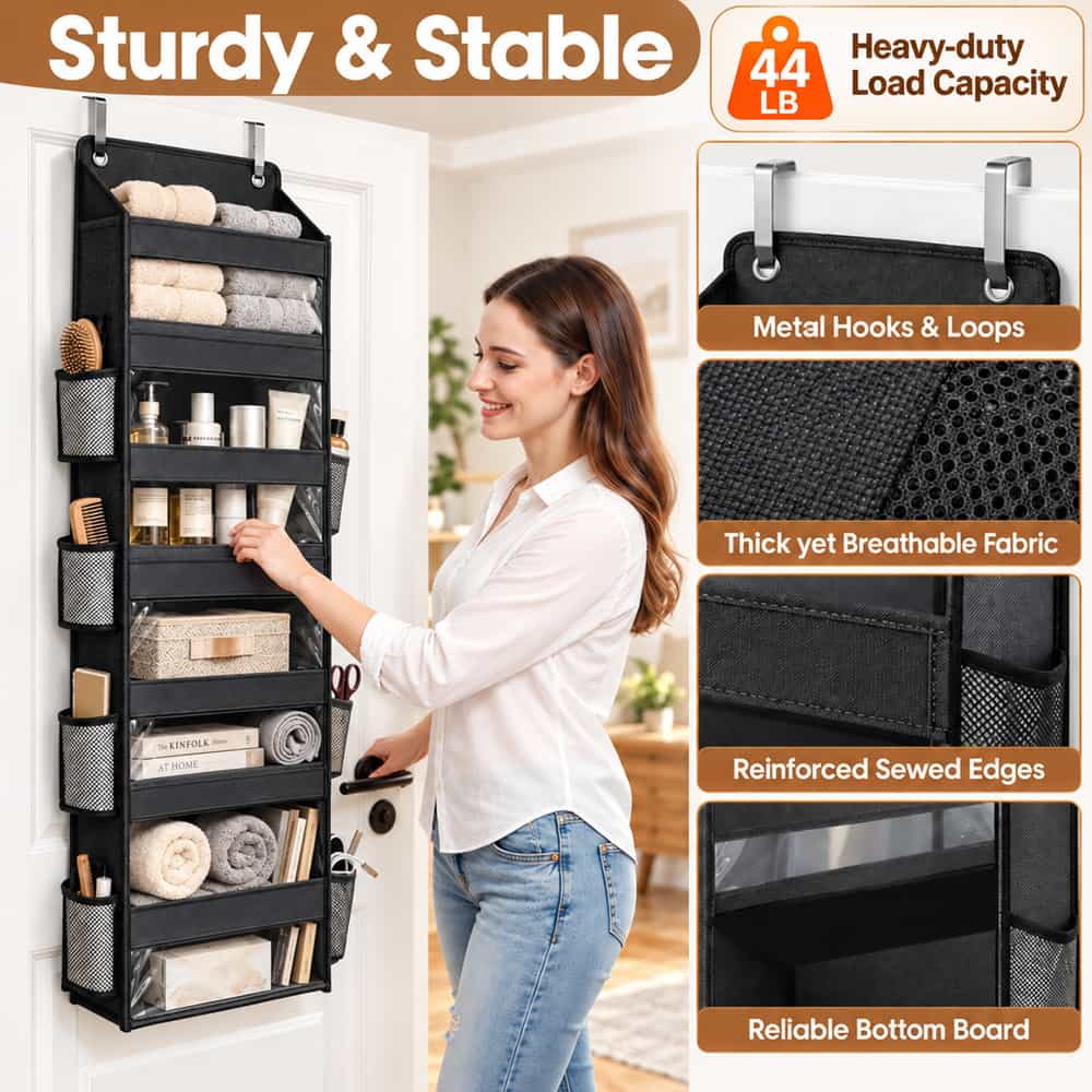 Over-the-Door Organizer — Multi-Pocket Storage + Free Hooks