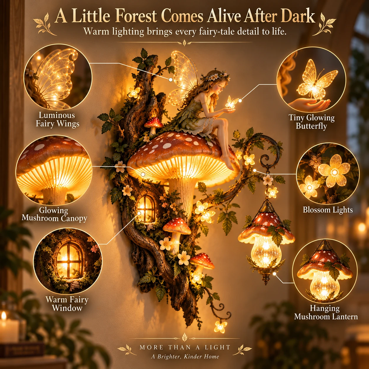 ✨ 50% OFF — Enchanted Mushroom Fairy Wall Light 🧚