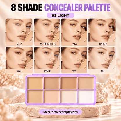 🎨 8-Color Matte Concealer Palette – Waterproof, Full-Coverage for Correction, Contour & Tattoo Cover ✨