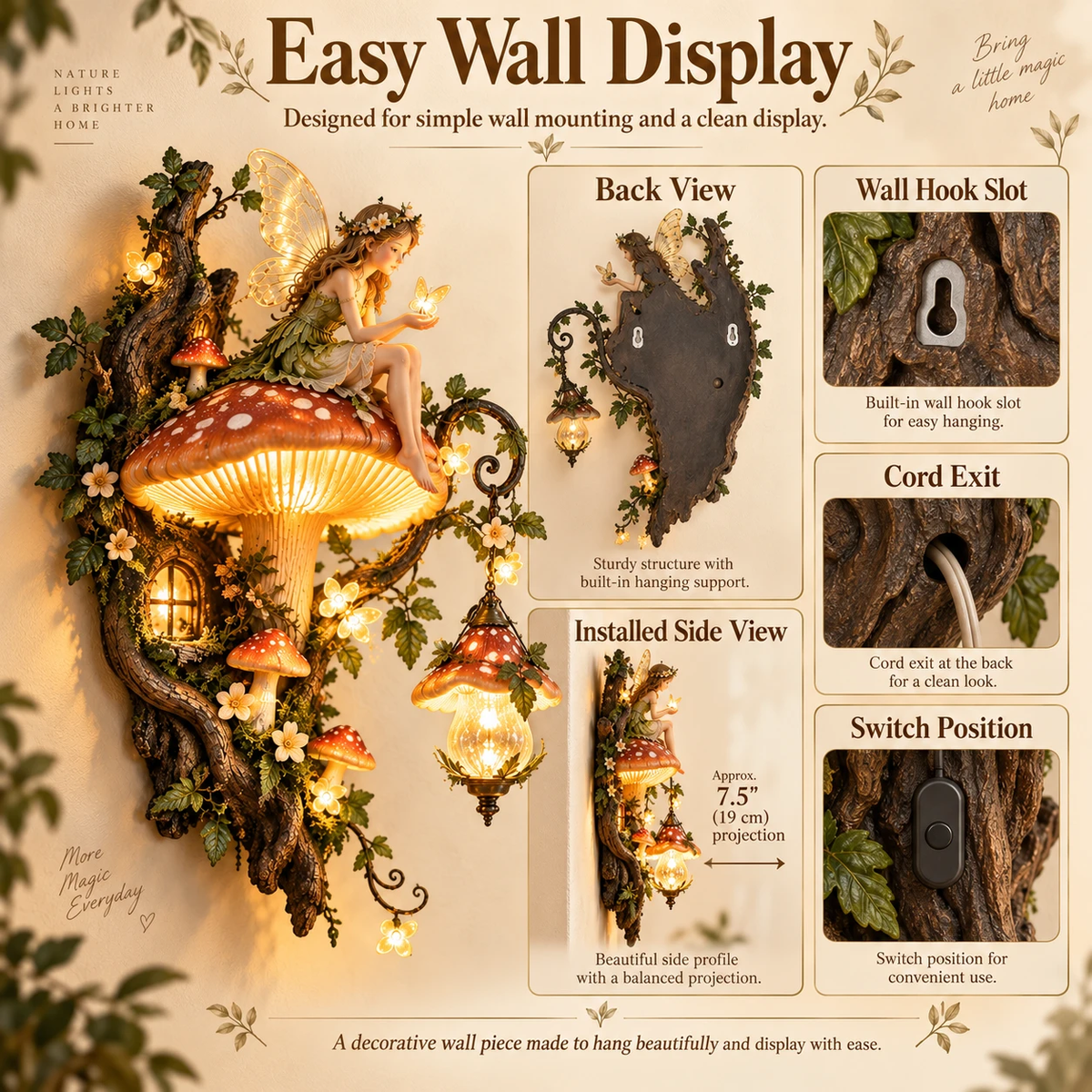 ✨ 50% OFF — Enchanted Mushroom Fairy Wall Light 🧚