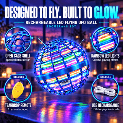 🥏Rechargeable LED Flying UFO Ball – Auto Return Boomerang Toy