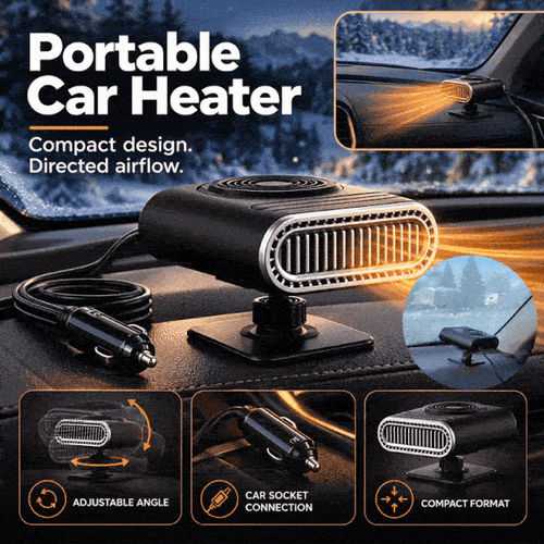 Portable Car Heater – Fast Windshield Defrost & Defog -up