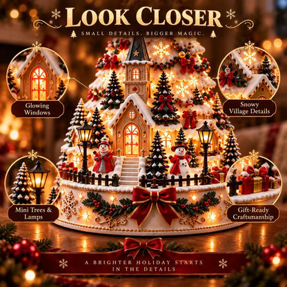 🎄 Magical Christmas Village Projection Centrepiece – 2 Festive Scenes -up