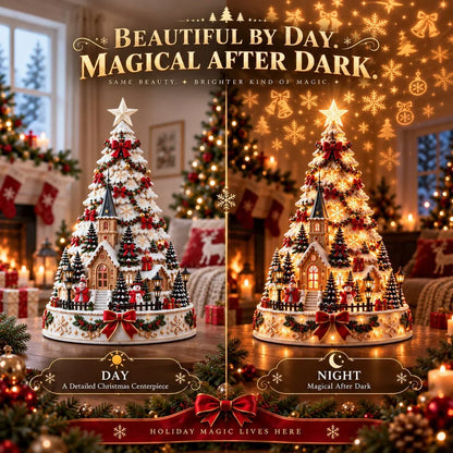 🎄 Magical Christmas Village Projection Centrepiece – 2 Festive Scenes -up