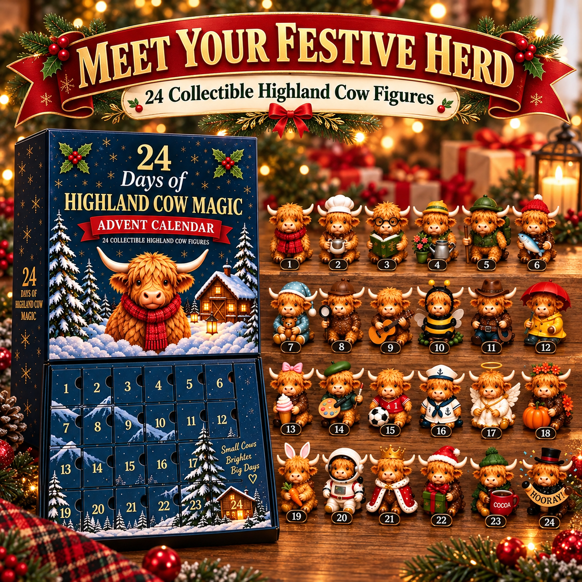 24 Days of Highland Cow Magic – Christmas Advent Calendar
