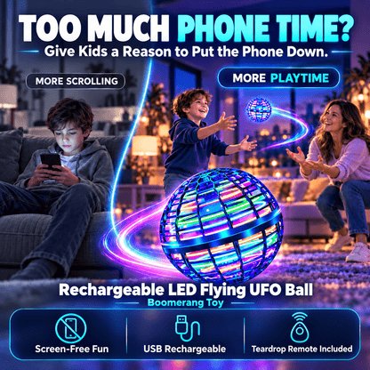 🥏Rechargeable LED Flying UFO Ball – Auto Return Boomerang Toy