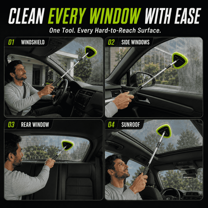 Car Windshield Cleaning Brush — Extendable Microfiber for 360° Window Cleaning