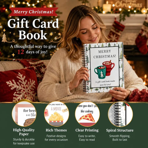 🔥 Last Day 50% OFF 🔥 Christmas Gift Card Book – 12 Gift Card Pages & Personal Message Holder