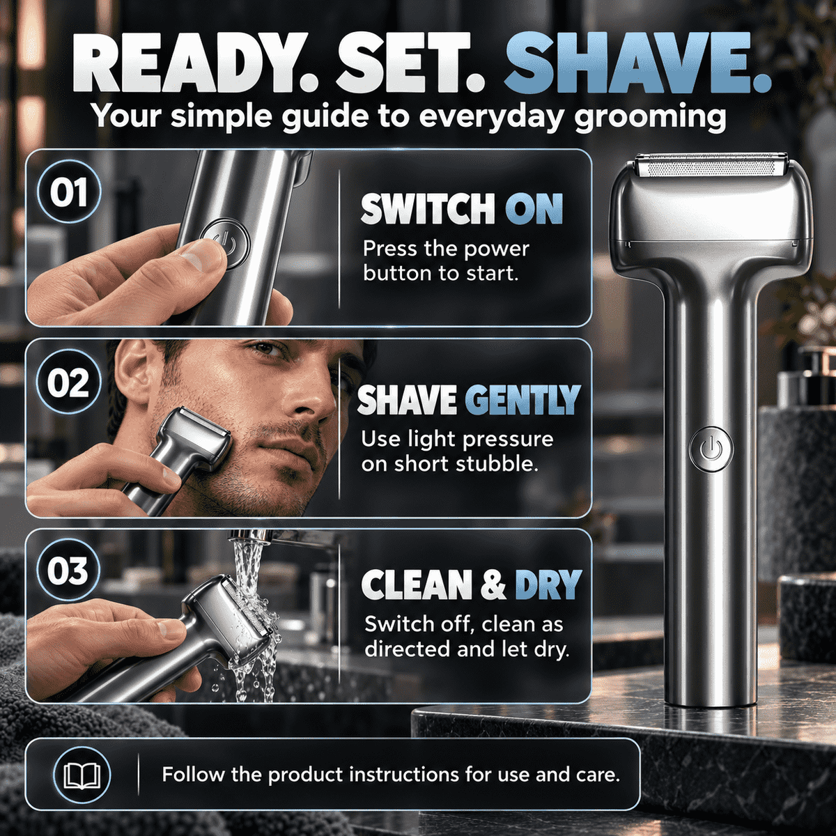 Men's Rechargeable Foil Electric Shaver – Efficient Close Shaving, Cordless Portable Wet & Dry Beard Razor for Daily Grooming ✨