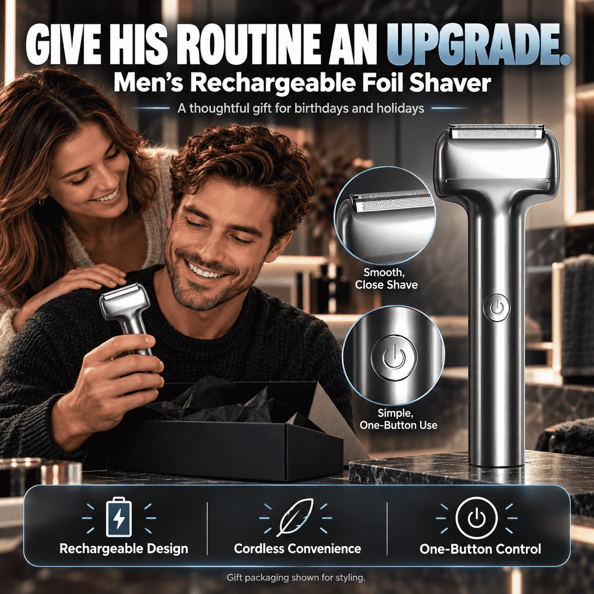 Men's Rechargeable Foil Electric Shaver – Efficient Close Shaving, Cordless Portable Wet & Dry Beard Razor for Daily Grooming ✨