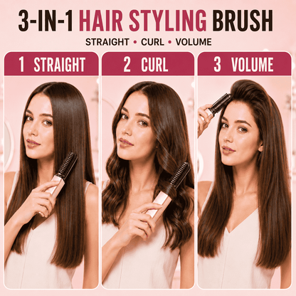 3-in-1 Anti-Scald Hair Styling Brush | Straighten, Curl & Volumize