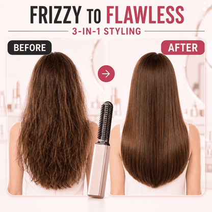 3-in-1 Anti-Scald Hair Styling Brush | Straighten, Curl & Volumize