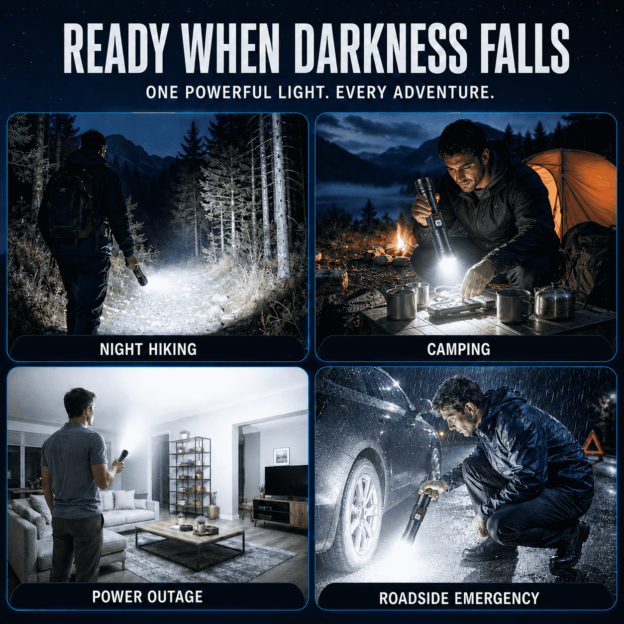 Ultra-Bright High-Power White Laser Flashlight — Zoom Beam, Fast Charging & Long Battery for Outdoor & Emergency Use