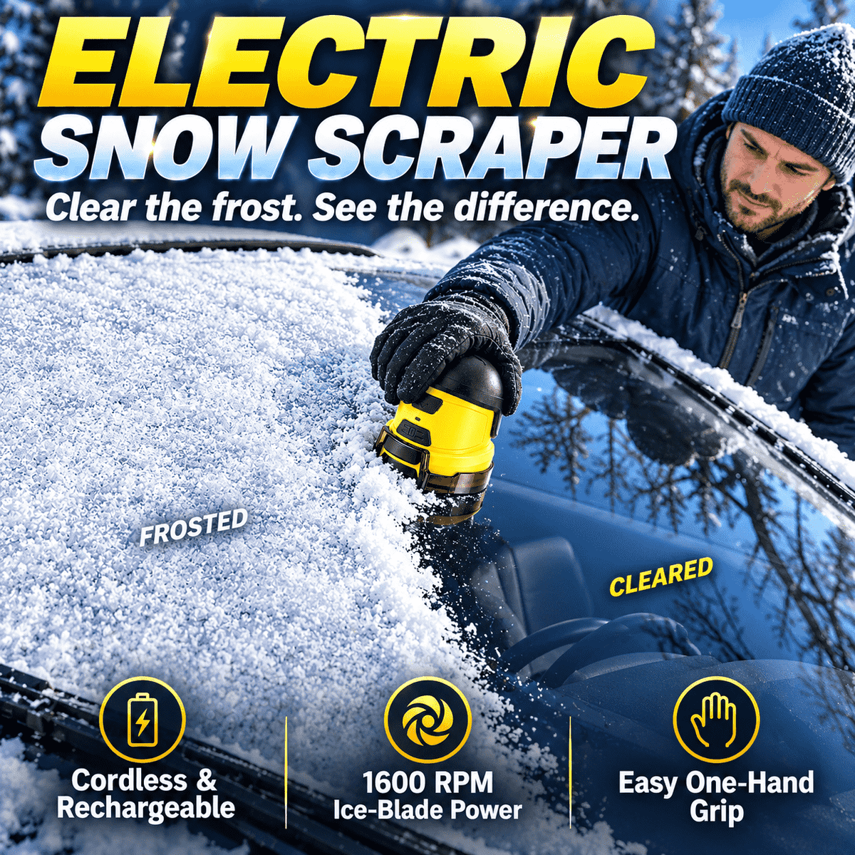 Cordless Electric Ice Scraper | Fast Ice Removal, Scratch-Safe Design❄️