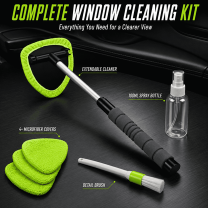 Car Windshield Cleaning Brush — Extendable Microfiber for 360° Window Cleaning