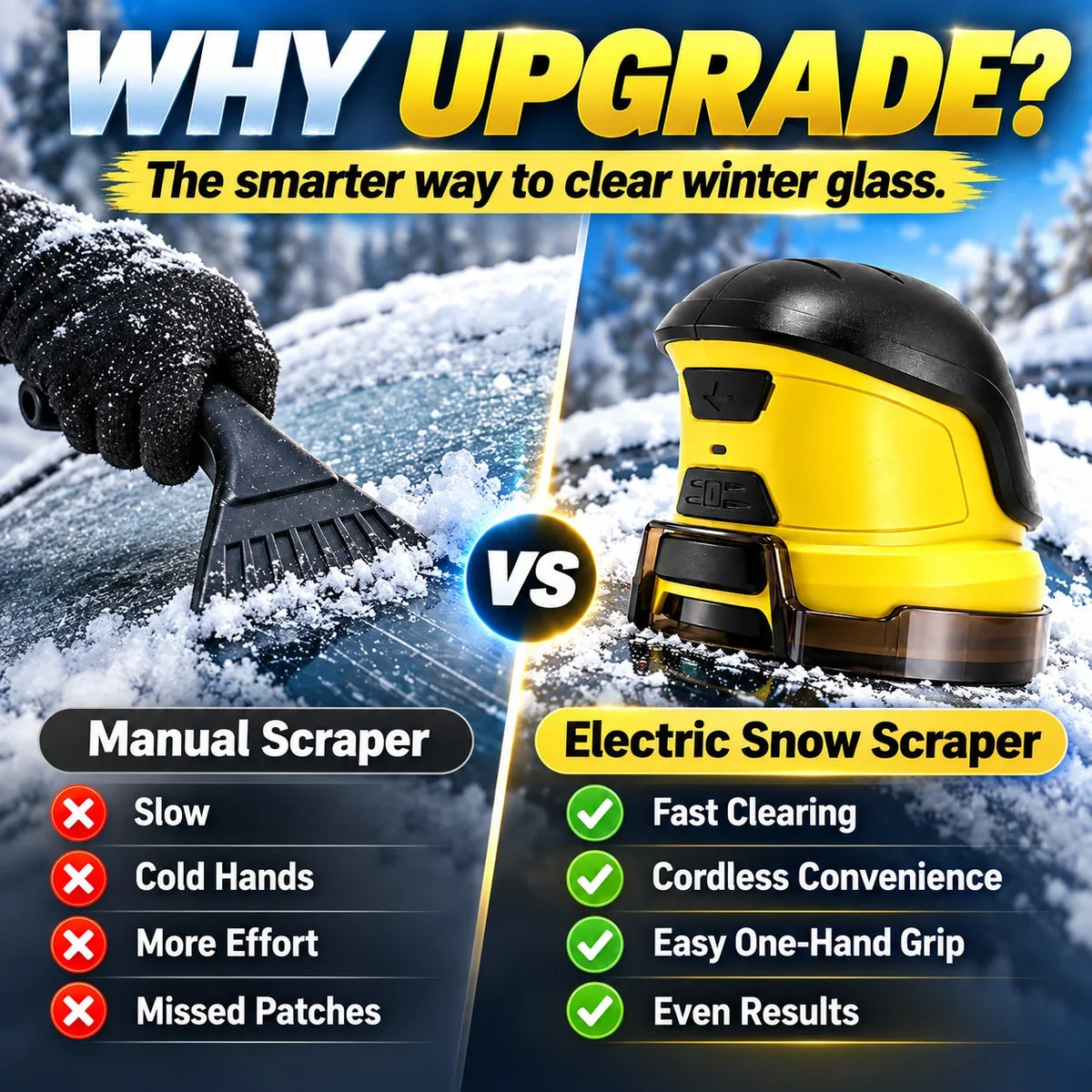 Cordless Electric Ice Scraper | Fast Ice Removal, Scratch-Safe Design❄️